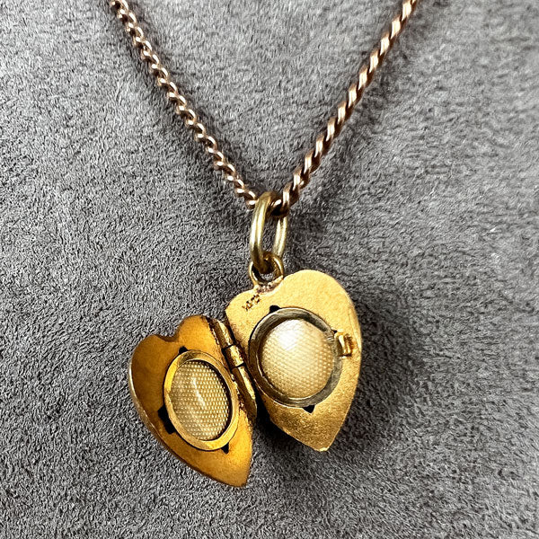 Victorian Diamond Heart Locket Pendant Necklace - Image 3