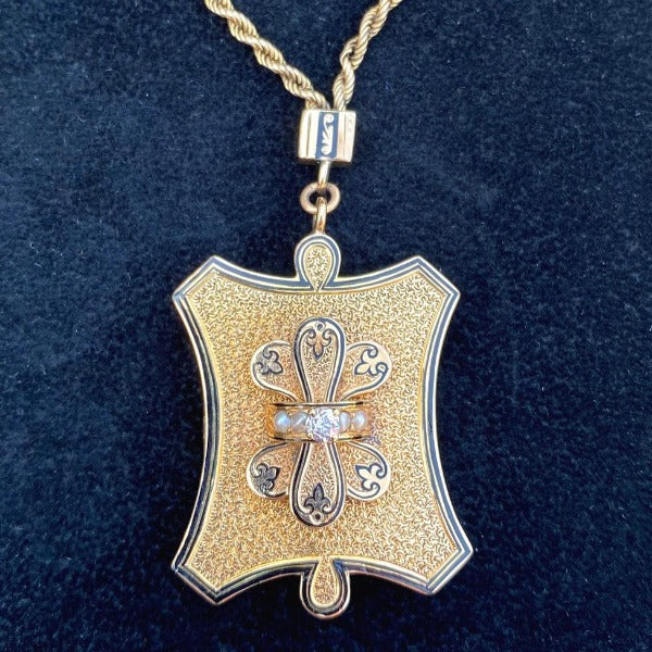 Victorian Diamond Taille d'Epergne Enamel* Locket - Image 3