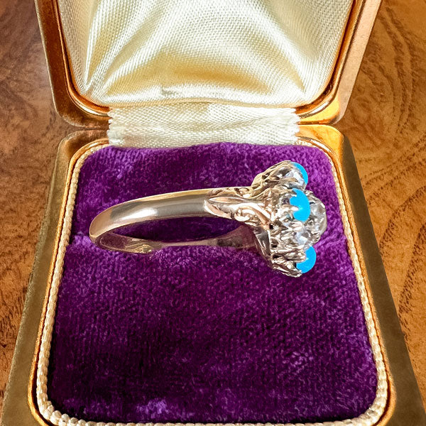 Victorian Old Mine Diamond & Turquoise Ring - Image 3