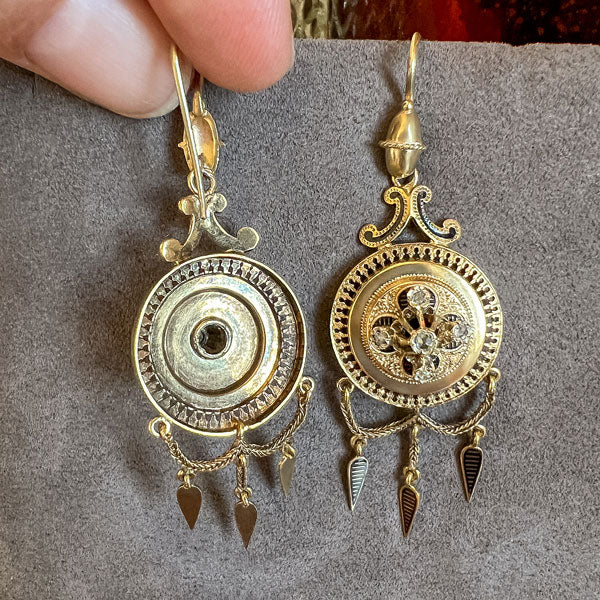 Victorian Enamel Diamond Earrings - Image 3