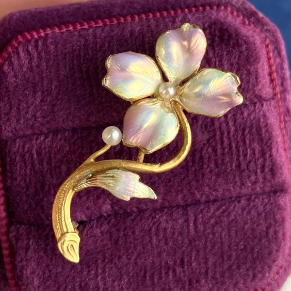 Victorian Enamel Flower Pin