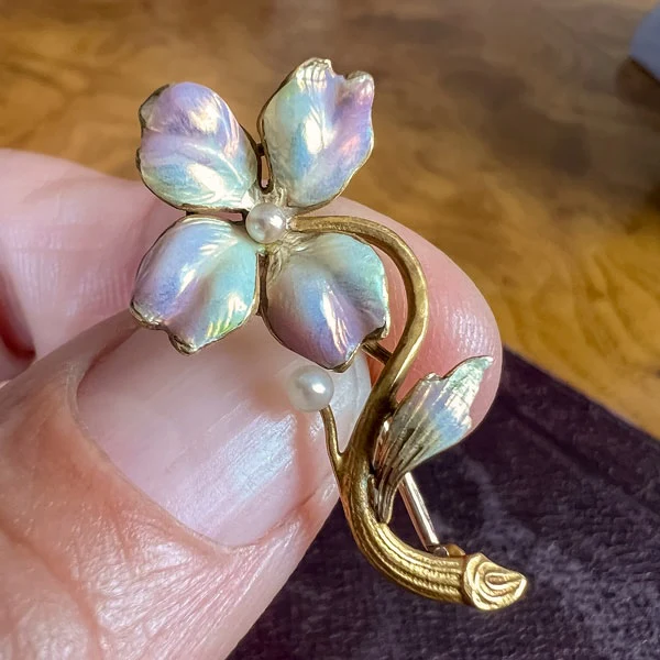 Victorian Enamel Flower Pin - Image 2