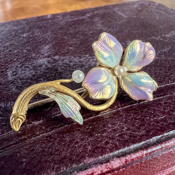 Victorian Enamel Flower Pin - Image 4