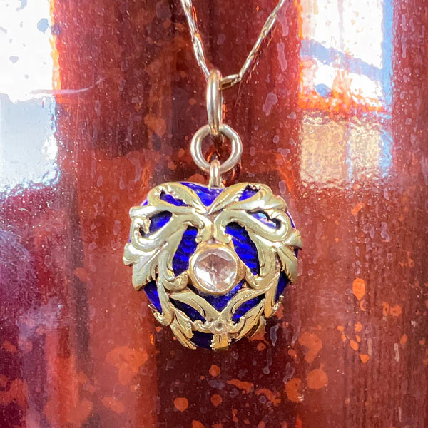 Victorian Enamel Rose Cut Diamond Heart Locket - Image 2