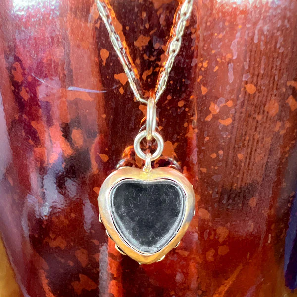 Victorian Enamel Rose Cut Diamond Heart Locket - Image 3
