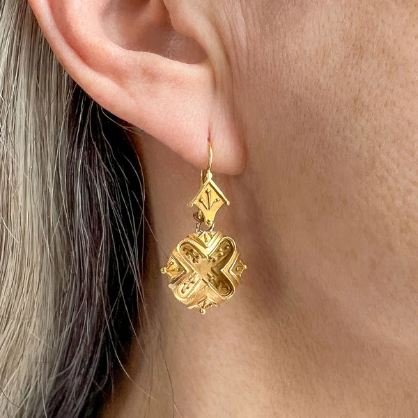 Victorian Etruscan Revival Drop Earrings