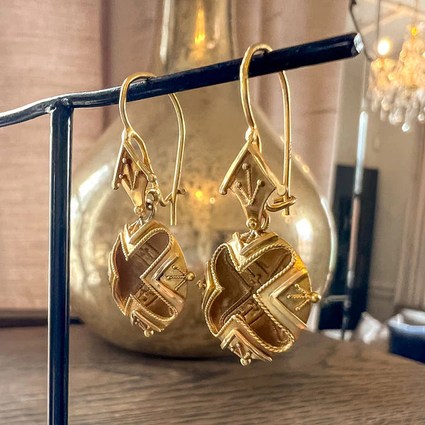Victorian Etruscan Revival Drop Earrings - Image 3