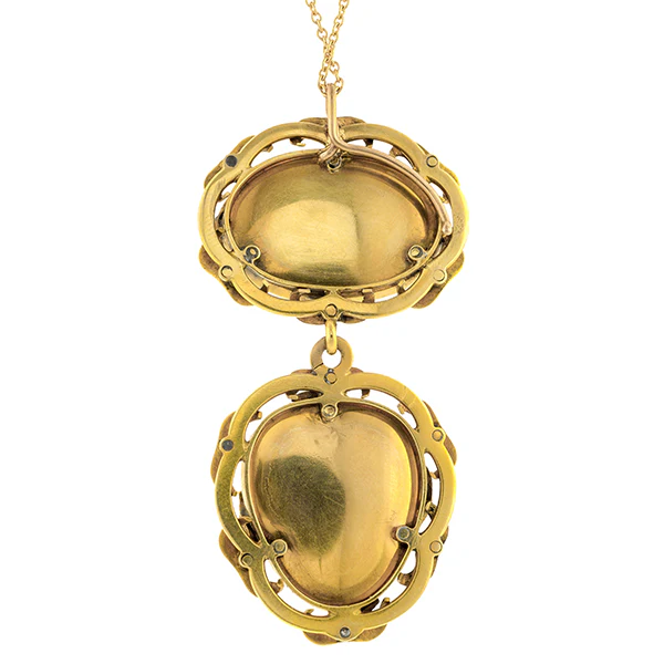 Victorian Garnet Carbuncle & Rose Cut Diamond Pendant - Image 3