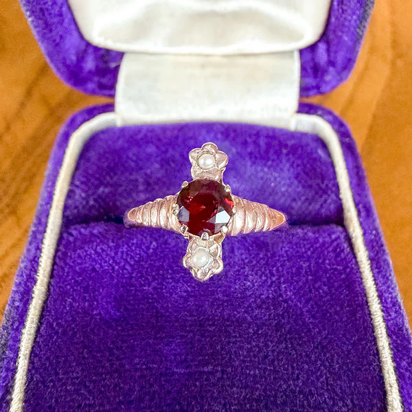 Victorian Garnet & Pearl Ring