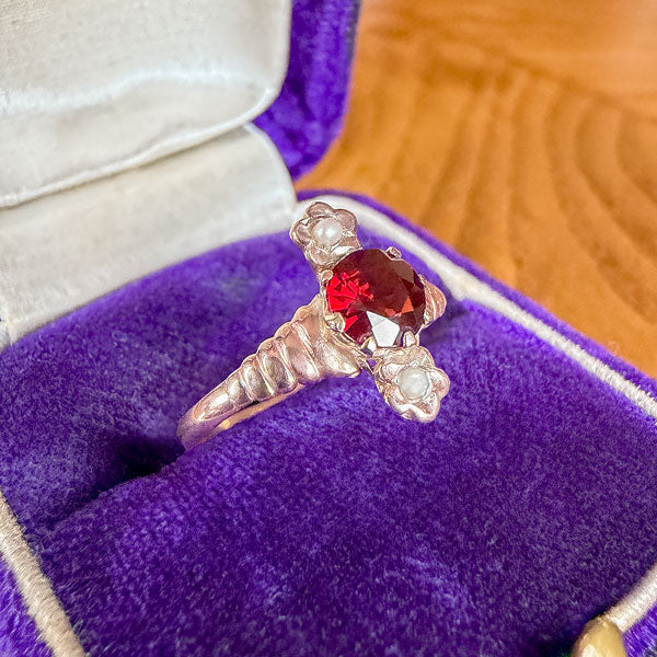 Victorian Garnet & Pearl Ring - Image 3