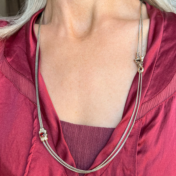 Victorian Long Chain with Garnet Slide - Image 3