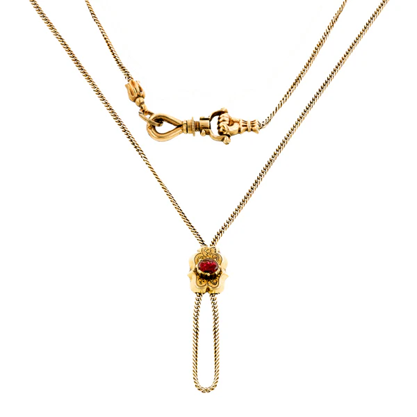 Victorian Long Chain with Garnet Slide - Image 4