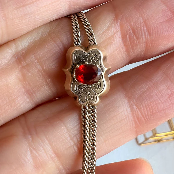 Victorian Long Chain with Garnet Slide - Image 5