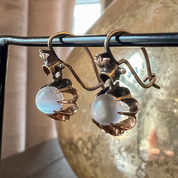 Victorian Moonstone Drop Earrings - Image 3