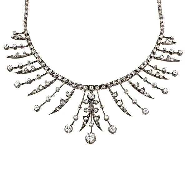 Victorian Old European Diamond Fringe Necklace