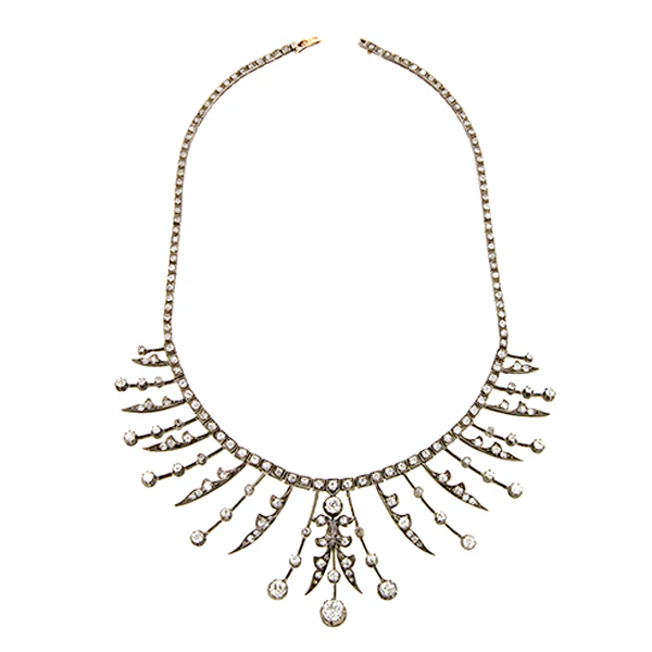Victorian Old European Diamond Fringe Necklace - Image 3