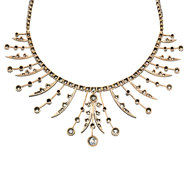 Victorian Old European Diamond Fringe Necklace - Image 4