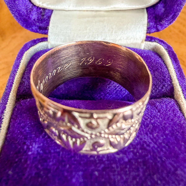 Victorian Patterned Wedding Band Ring, Size 6 1/2 - Image 4