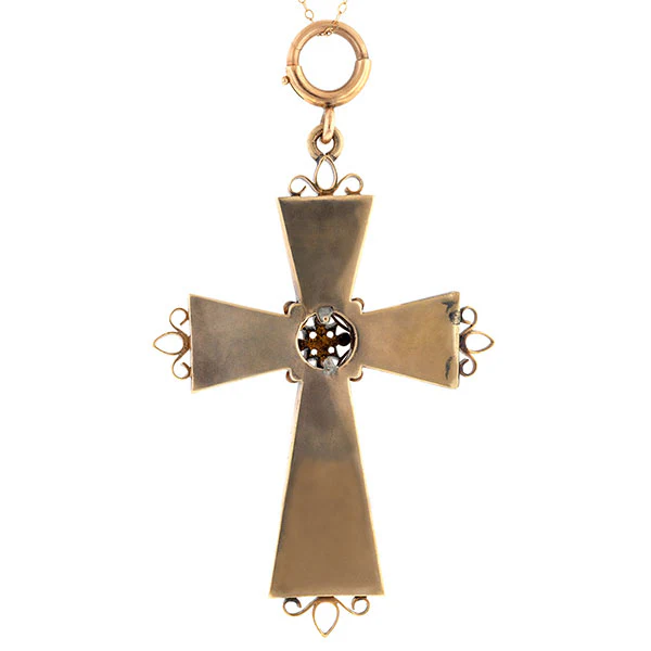 Antique Victorian Pearl & Onyx Cross - Image 3