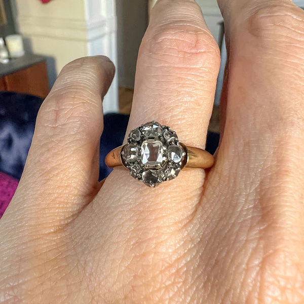 Victorian Rose Cut Diamond Cluster Ring - Image 2