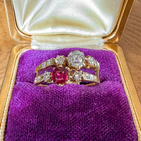 Victorian Ruby & Diamond Bypass Ring