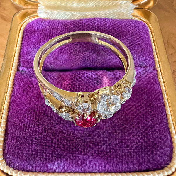 Victorian Ruby & Diamond Bypass Ring - Image 5