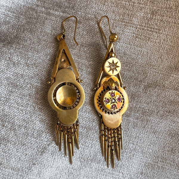 Victorian Ruby & Diamond Drop Earrings - Image 3