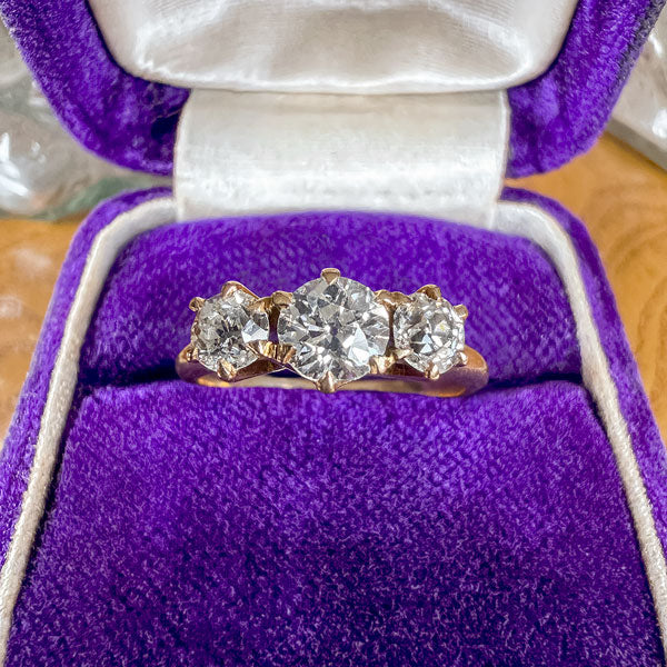 Victorian Three Stone Diamond Ring, Old Euro 0.50ct.