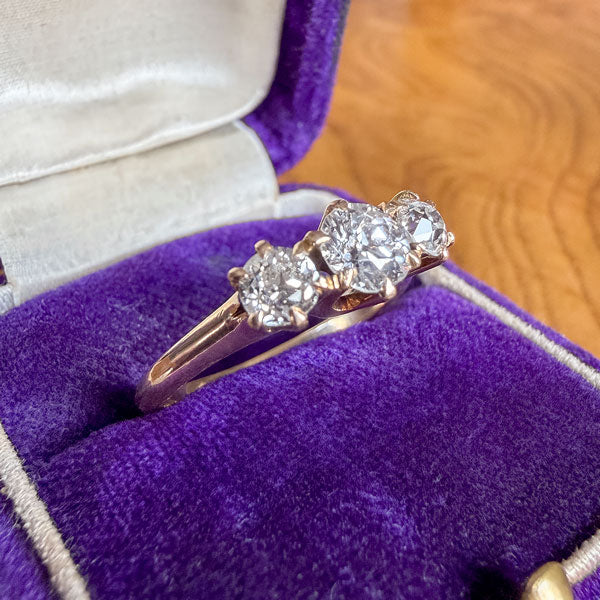 Victorian Three Stone Diamond Ring, Old Euro 0.50ct. - Image 3