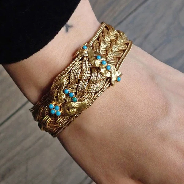 Victorian Turquoise Braided Bracelet - Image 5