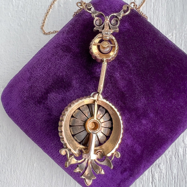 Victorian Turquoise & Diamond Pendant Necklace - Image 3
