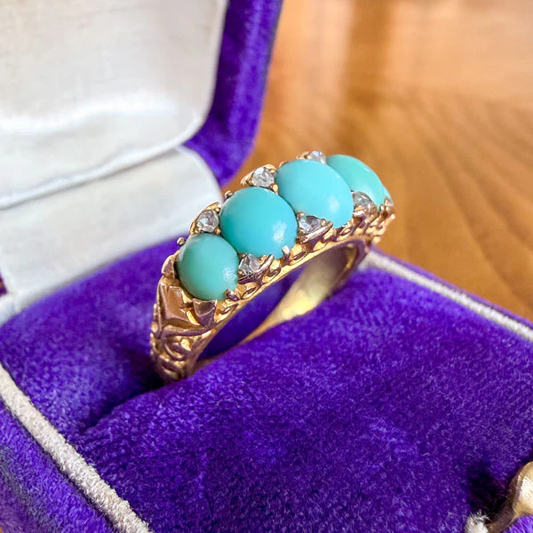 Victorian Turquoise & Diamond Ring - Image 3
