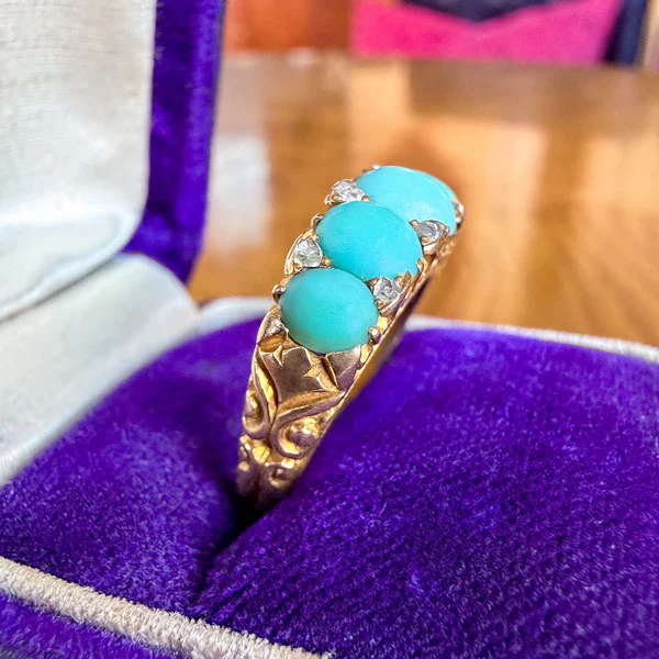 Victorian Turquoise & Diamond Ring - Image 4