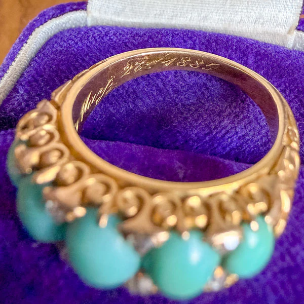 Victorian Turquoise & Diamond Ring - Image 6