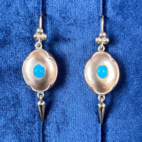 Victorian Turquoise Drop Earrings - Image 2