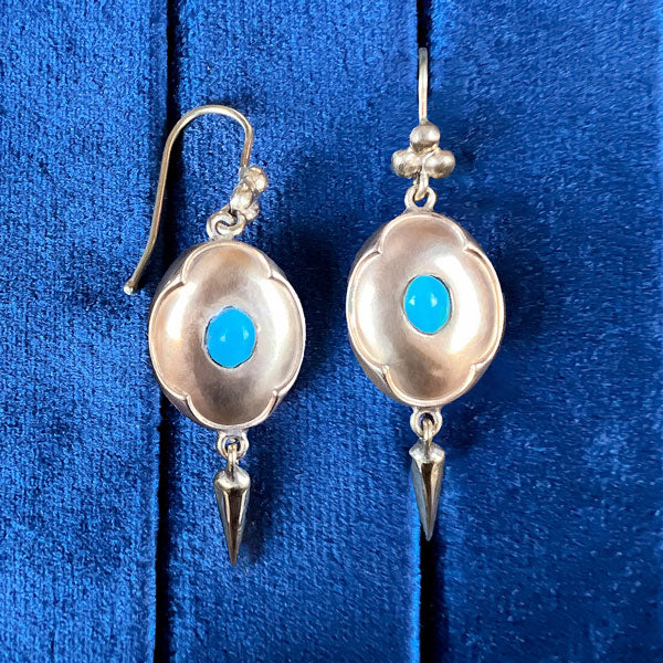 Victorian Turquoise Drop Earrings - Image 4