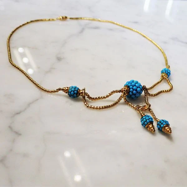 Victorian Turquoise Festooned Necklace - Image 2