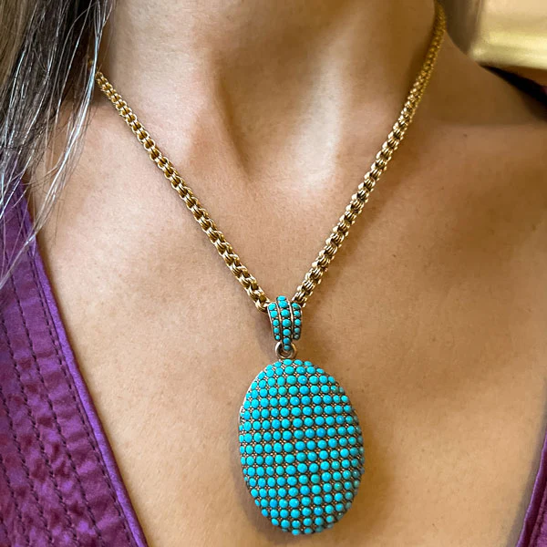 Antique Victorian Turquoise Locket - Image 2