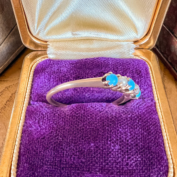 Victorian Turquoise & Pearl Band Ring - Image 3