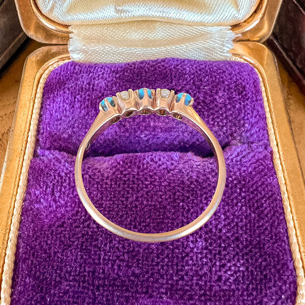 Victorian Turquoise & Pearl Band Ring - Image 4