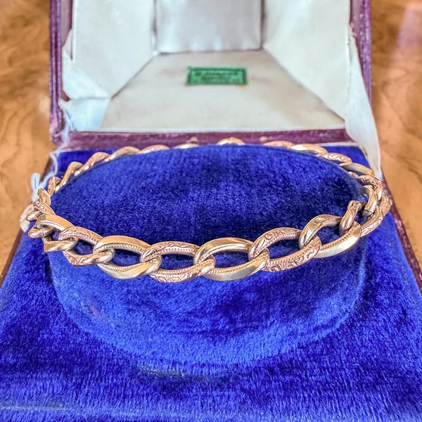 Victorian Two-toned Patterned Link Bracelet - Image 3