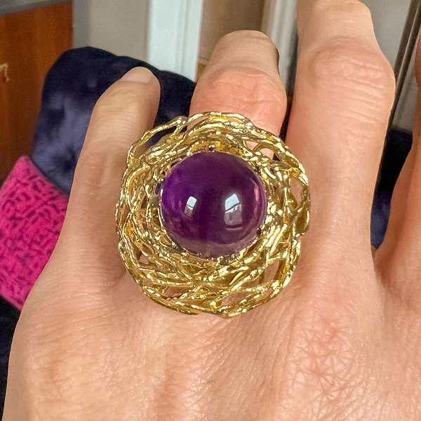 Vintage Amethyst Gold Ring - Image 2