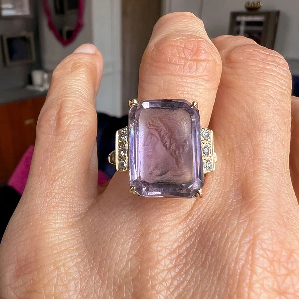 Vintage Amethyst Intaglio Ring - Image 2