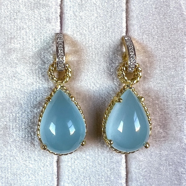 Vintage Aquamarine & Diamond Drop Earrings