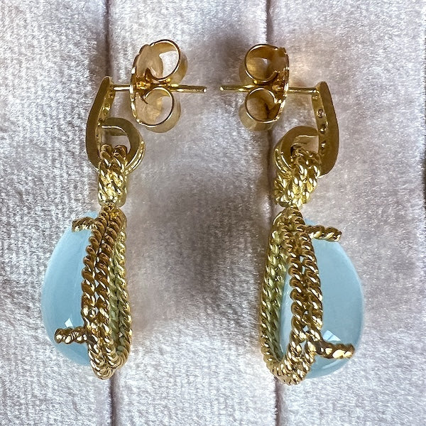 Vintage Aquamarine & Diamond Drop Earrings - Image 3