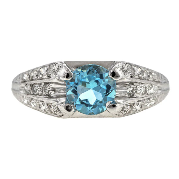 Vintage Aquamarine & Diamond Ring