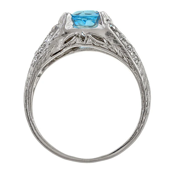 Vintage Aquamarine & Diamond Ring - Image 4