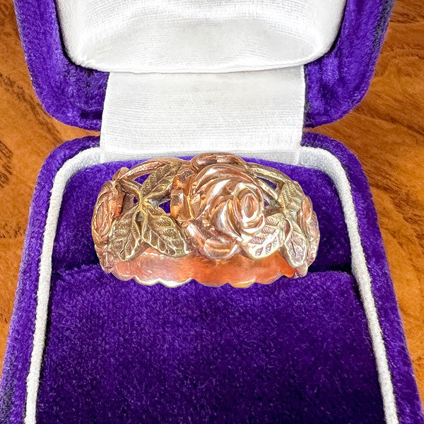 Vintage Rose Band Ring, Size 6 1/4