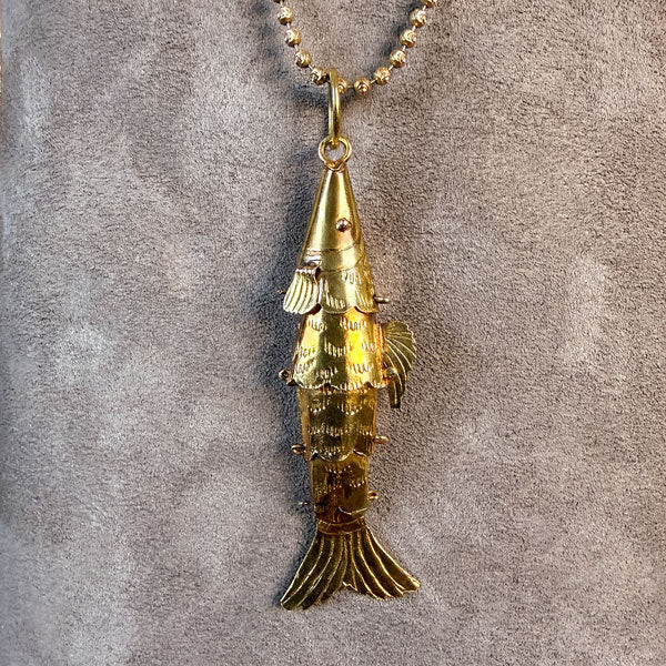 Vintage Articulated Fish Pendant - Image 3