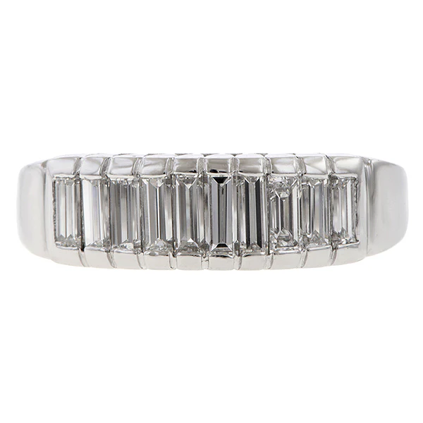 Vintage Baguette Diamond Wedding Band, Size 5 1/4